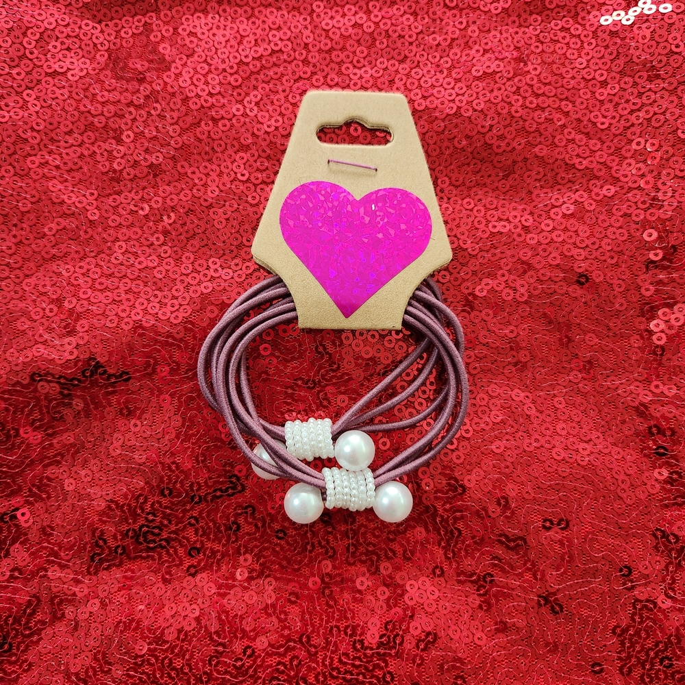 Brown Faux Pearl Hair Ties